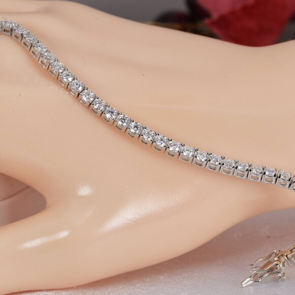 GRA Certified 5.8ct Moissanite Tennis Bracelet 3mm Sterling Silver - Picture 6 of 6